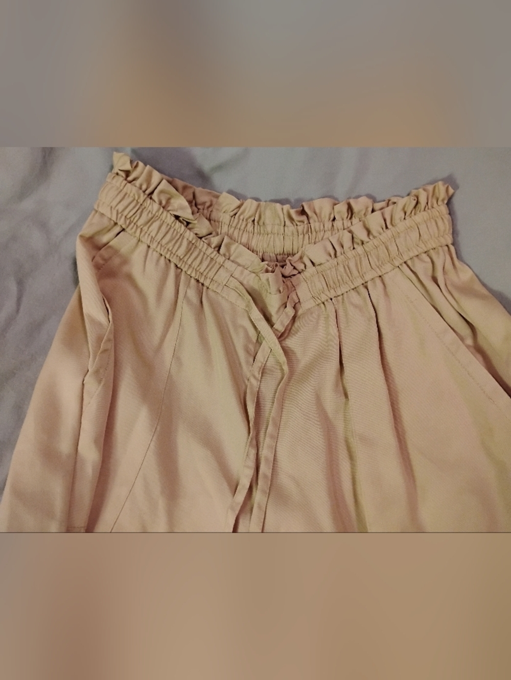 Garnet Hill Paperbag Adjustable Waist Tan Beige Lightweight Pants Size M - Picture 14 of 14